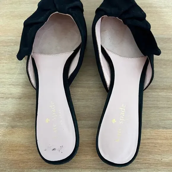 Kate Spade Faryn Black Suede Slip On Ruffle Mules Size 7.5 - Picture 6 of 15